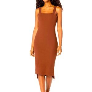 NWT- THE DROP Amelia Square-Neck Strappy Bodycon Midi Tank Dress